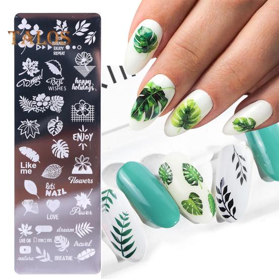 Nail Art Stamping Plate Clear Engraved Leaf Flower Printing Stainless Steel DIY Manicure Template Nail Tool for Beauty