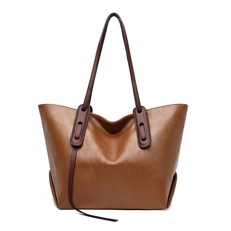 Высокая мягкая кожаная женская сумка через плечо, большая вместительная ручная сумка, сумка для мамы среднего возраста, модная простая сумка через плечо