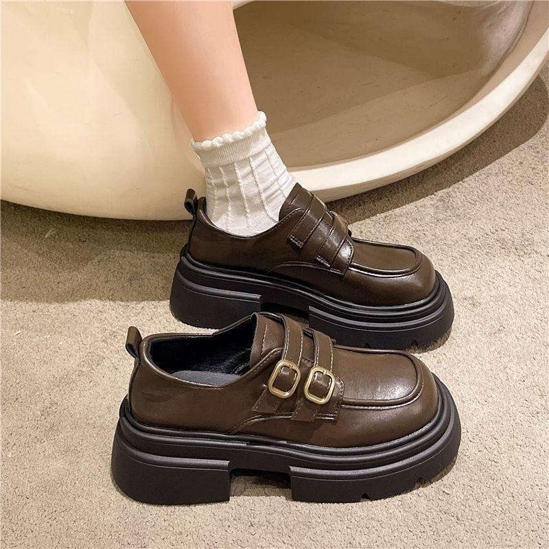 Маленькие кожаные туфли в британском стиле, женские, весна 24, японская серия, редкие одинарные туфли, удобные и универсальные, на платформе, лоферы