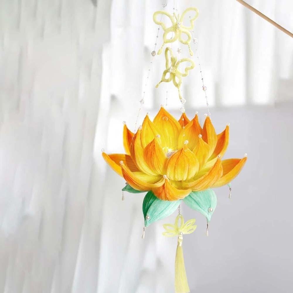 Glowing Lotus Lantern Luminous Handheld Light Chinese Lantern Flower Lamp  Family Activity