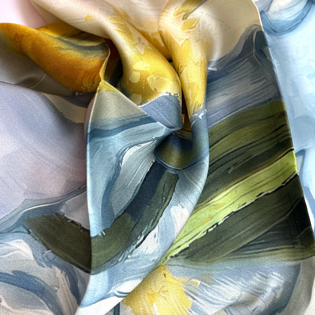 Silk Women'S Spring And Autumn Versatile 90 Vegetarian Crepe Satin Square Scarf 100% Mulberry Silk Scarf Shawl