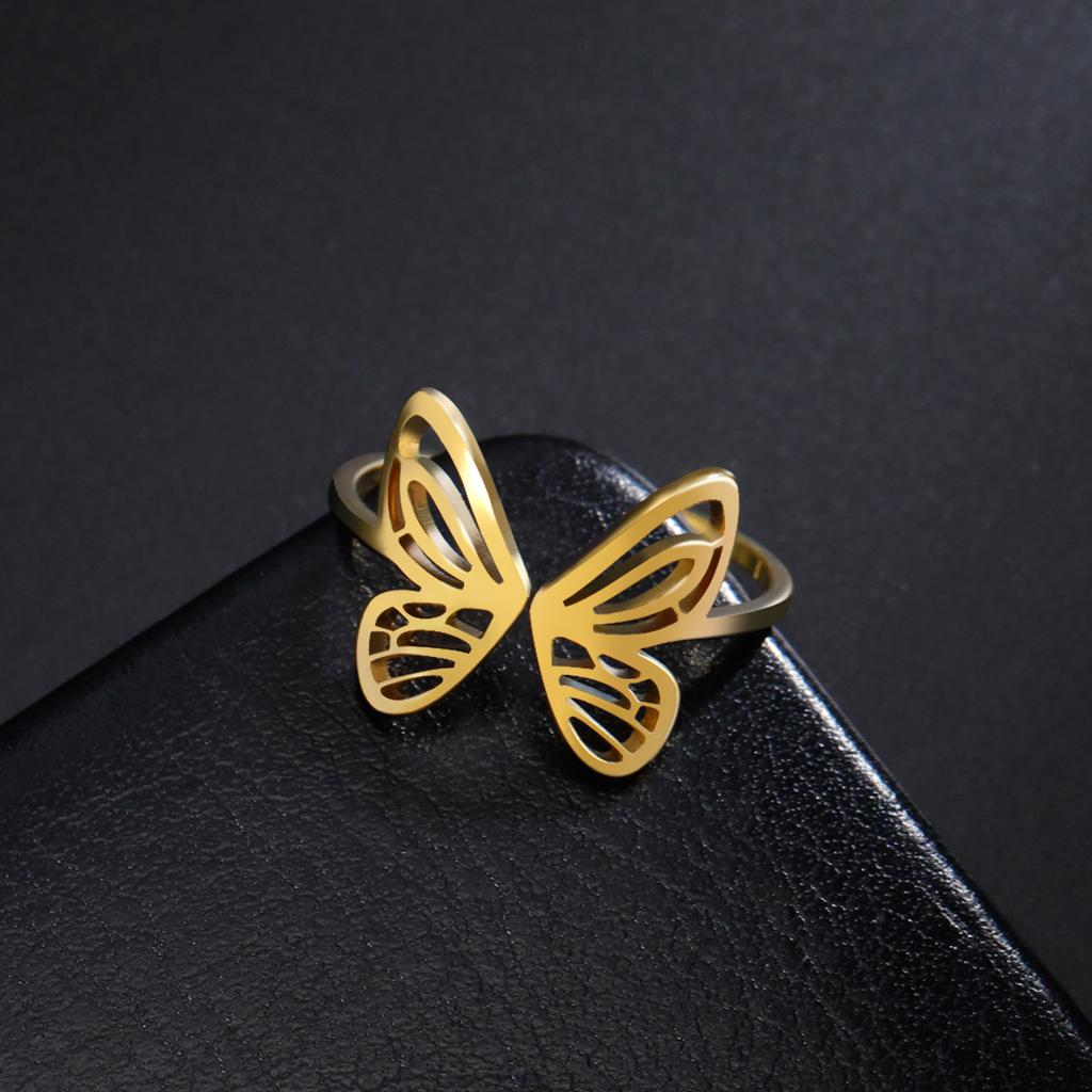 Женские кольца из титановой стали с открытой бабочкой