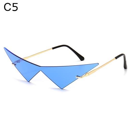 Oversized Triangle One Piece Women Sunglasses Vintage Rimless Clear Ocean Lens Eyewear Fashion Men Cat Eye Sun Glasses