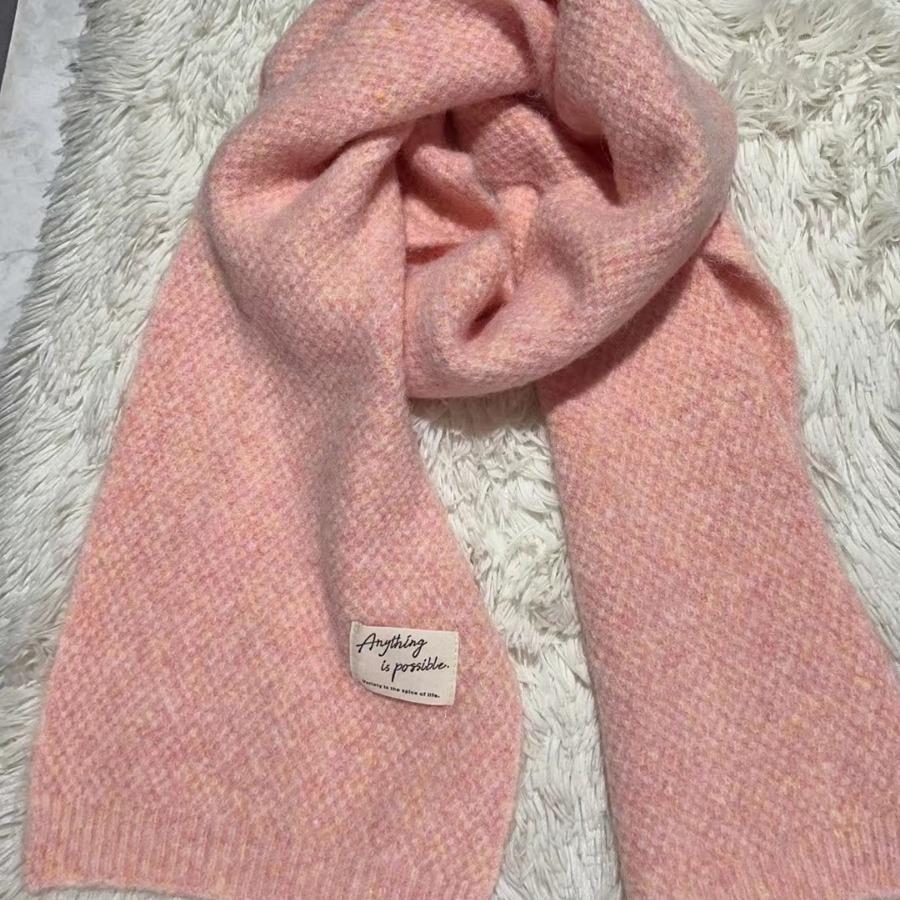 Korean Style Fashionable Knitted Wool Blended Wool Scarf for Women Autumn and Winter Fashion Retro Student Warm Scarf for Men and Couples