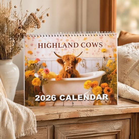 Decorative Office Calendar 2027 Wall Calendar, Monthly Planner with Metal Twin-Wire Binding for Professional Supplies Easy Page Turning And