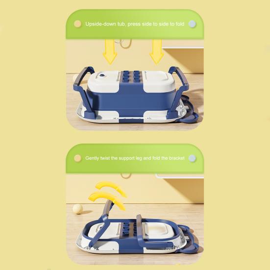 2 шт./комплект складная детская ванночка с термометром мягкая подушка складная конструкция визуальный датчик температуры детская ванночка