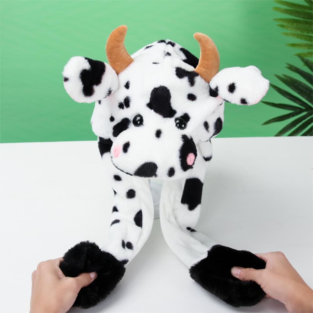 Winter Soft Warm Animals Ear Hat Rabbit Pinch Airbag Plush Funny Cap