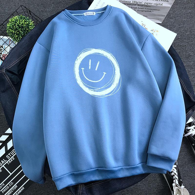 2024 Молодежный трендовый белый бархатный свитшот с круглым вырезом - Теплый осенне-зимний топ