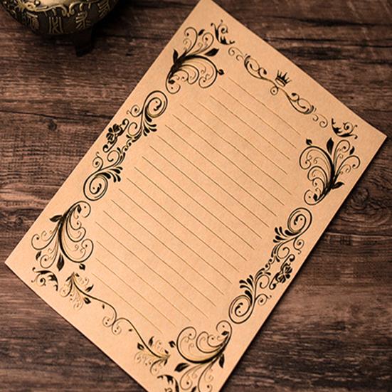 3Pcs Kraft Paper Envelopes with Clear Stripe Line Smooth Reliable Writing Vintage Style Invitations Elegant Wedding Stationery Set