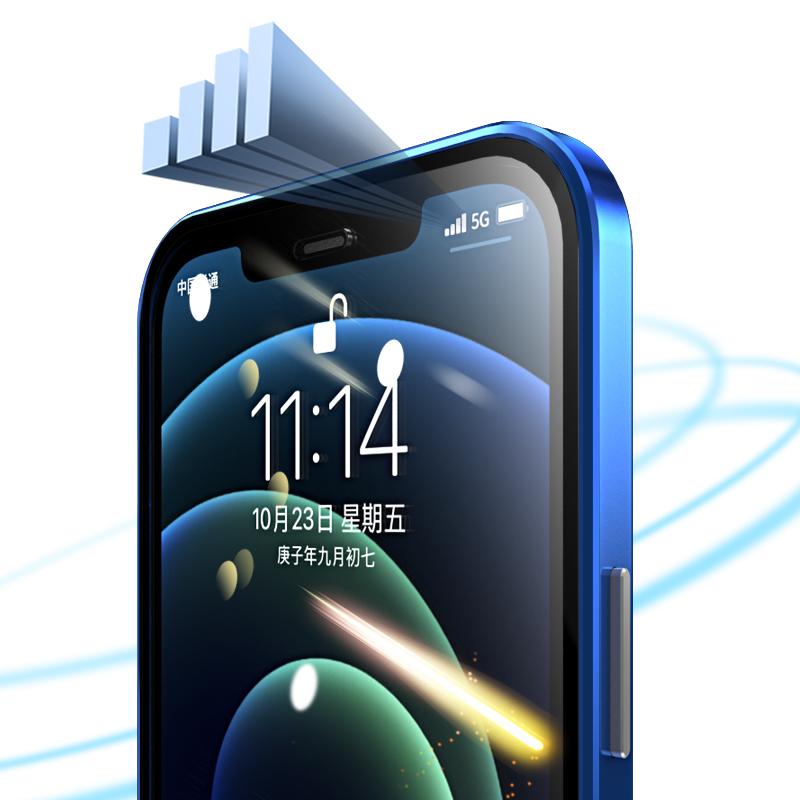 IPhone 15 14 13 12 11 Pro max X XR Xs max 7 8 plus mini uchun shaffof shisha metall magnit g'ilof