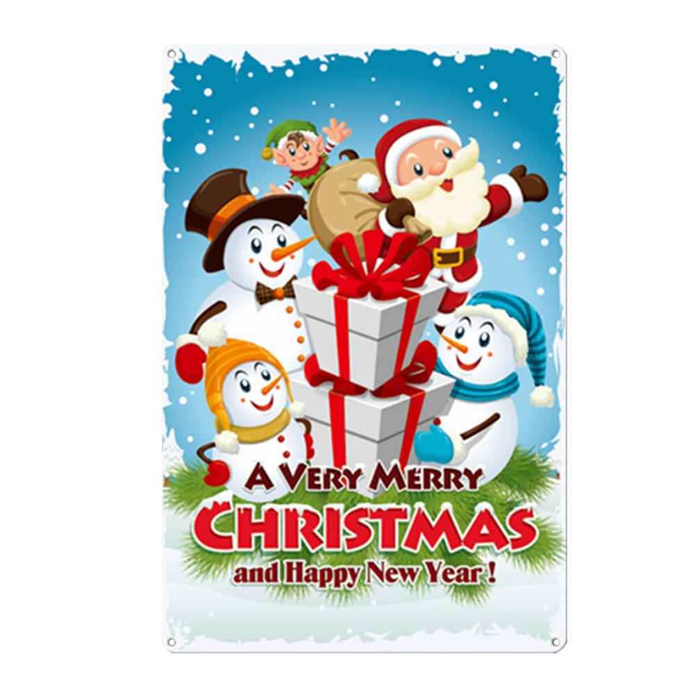 С Рождеством металлическая жестяная вывеска доска Санта-Клаус плакаты Новый год железная живопись домашний бар кафе паб украшения настенные художественные тарелки