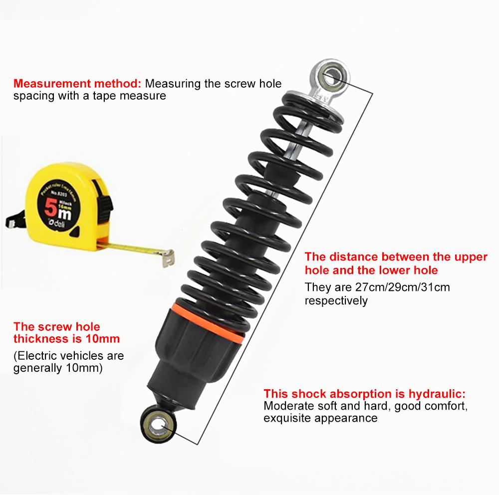 Электрический амортизатор мотоцикла с жидкостью внутри 250 мм 270 мм 290 мм 310 мм регулируемый 800 фунтов задний амортизатор подвески