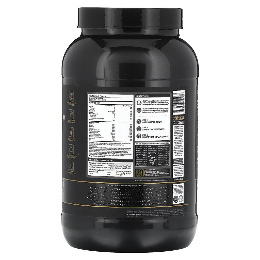 EHPlabs IsoPept, Hydrolyzed Whey Protein Isolate, Vanilla Ice Cream, 2.15 Lb (974 G)