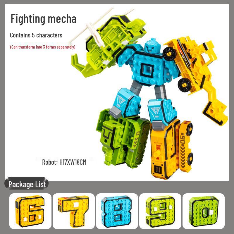 Large Kids' Number Symbol Transforming Robot Car Toy Set