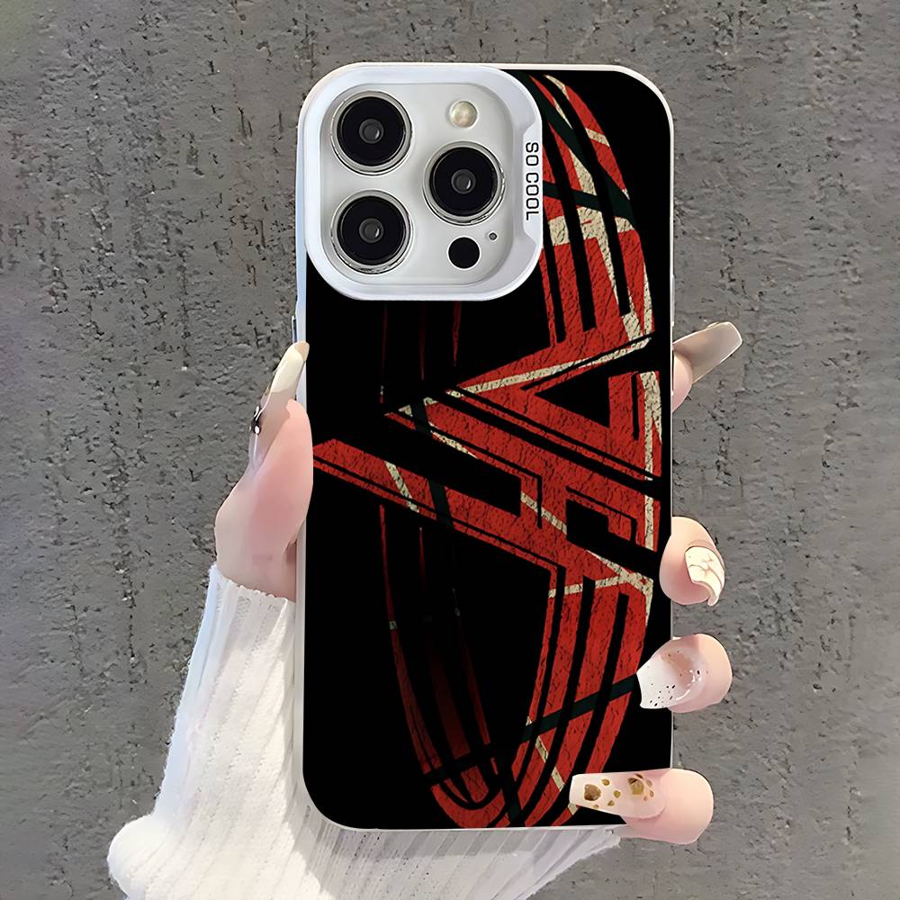 Чехол для телефона E-Eddie Van H-Halen для iPhone 17,16,15,14,13,12,11,Pro,XS,Max,Plus,Mini,SE Белый Конфетный Матовый Ударопрочный Чехол
