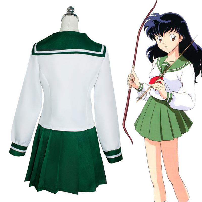Аниме Косплэй InuYasha Higurashi Kagome женская униформа для девочек рубашка юбка костюм Хэллоуин карнавальные костюмы для взрослых