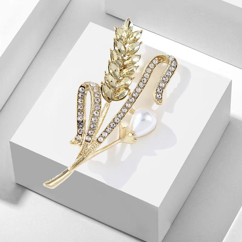 Золотая брошь в виде пшеницы, женская нежная брошь в виде пшеницы со стразами, профессиональная брошь в виде пшеницы, аксессуары для костюмов, оптовая продажа