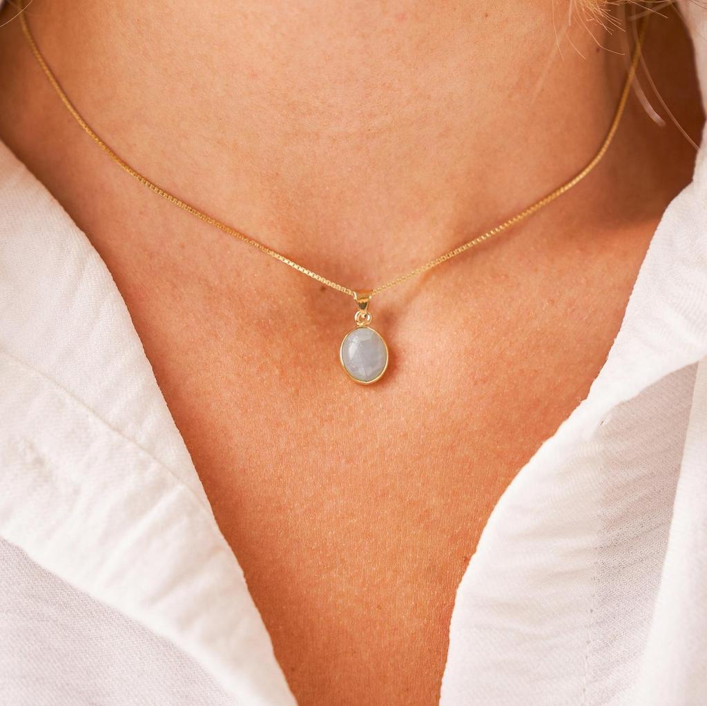 Аквамариновое ожерелье Марта Настоящее ожерелье из настоящих драгоценных камней Подарок для нее Только кулон без цепочки