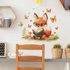 Seriously Reading A Book Small Fox Butterfly Grass Bedroom Living Room Entrance Home Background Beautification Wall Stickers