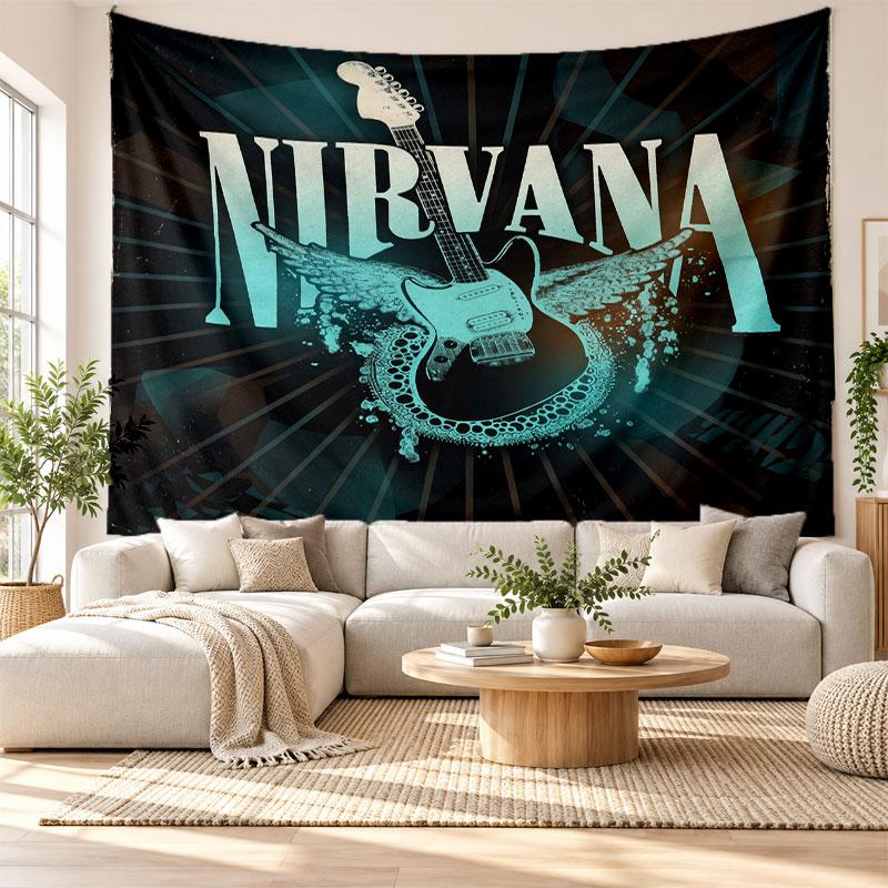 Nirvana Wall Tapestry, Soft Fabric Wall Hanging, Decorative Backdrop For Bedroom Home Wall Art