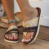 New Toe Clip Thin Strap Women's Sandals Hollow Flat Sandals Sunflower Pattern Outdoor Beach Slippers Sandals