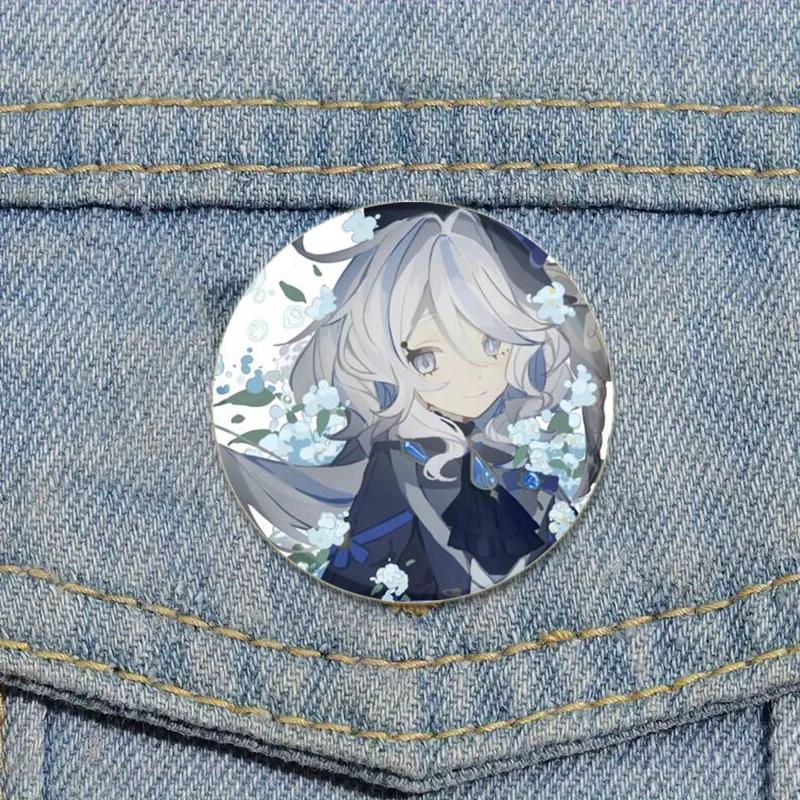 32/44/58mm Anime Genshin Impact Pins Cute Cartoon Furina Badge Handmade Tinplate Brooches Breastpin for Backpack Clothes Gift Accessorys