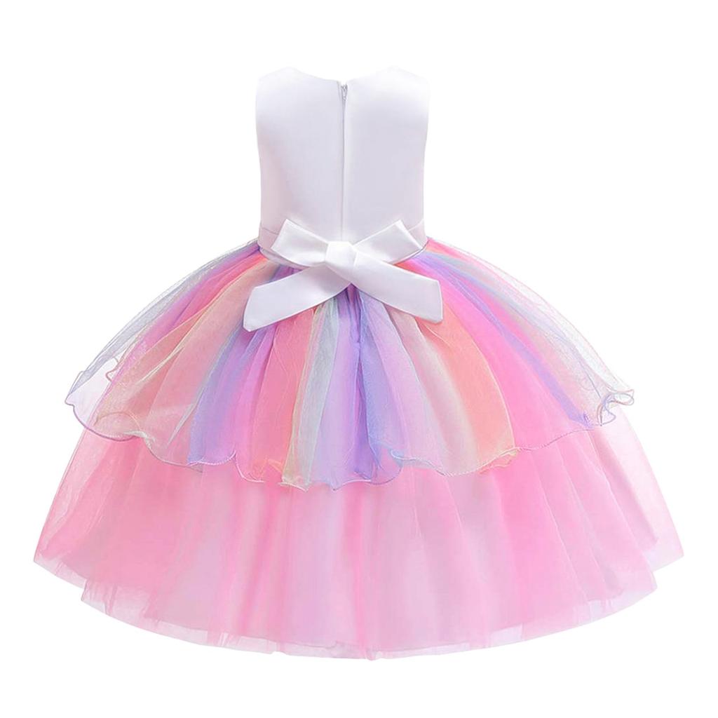Kids Carnival Princess Unicorn Tutu Dress, for Birthday Party, Children's Day, Christmas, Halloween, Cotton, Pink, 5-6 Years, 120cm