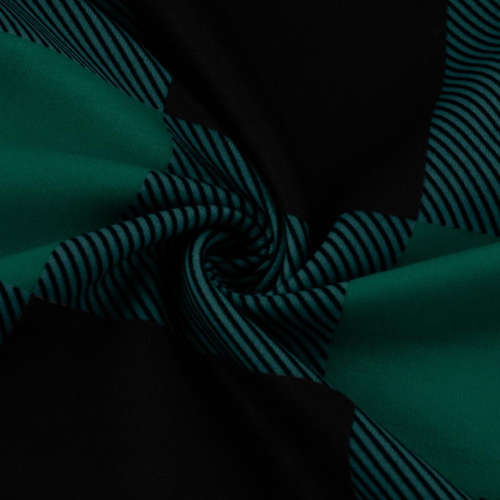 Women's Fashion Plaid Printed Hem Slit Long Sleeve Mid-Long T-shirt