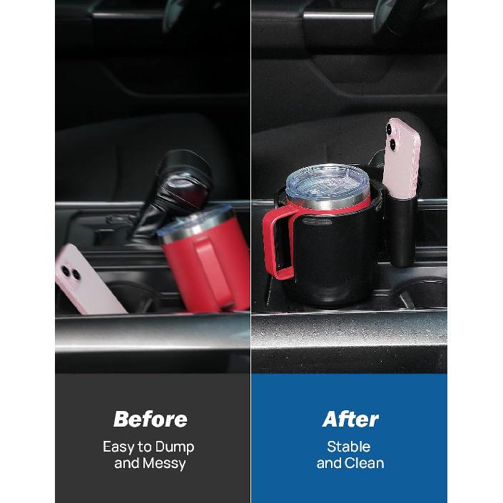 JOYTUTUS Car Cup Holder Extender, 2-In-1 Cup Holder For Cars With Phone Holder, Compatible With Yeti, Compatible With Hydro Flask, Compatible With