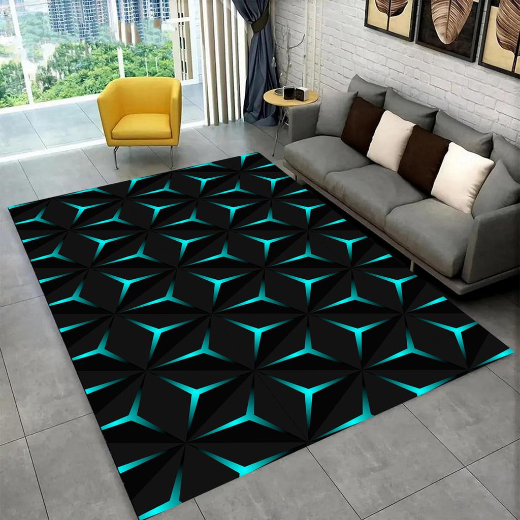 3D Visual Carpet Abstract Geometric Grid Living Room Decoration Carpet