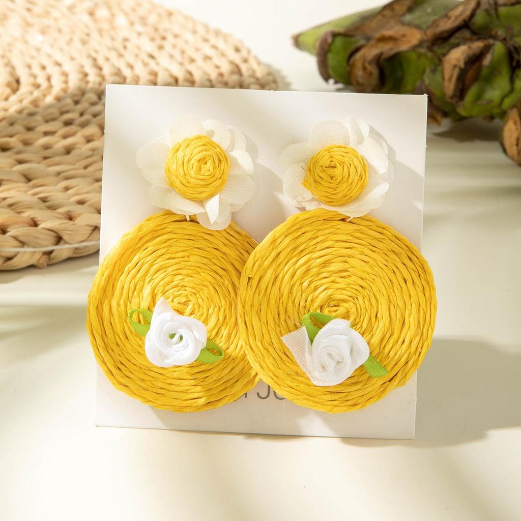 Серьги-подвески из свежей, нежной, красочной травы Лафита в виде плетеного цветка в стиле морского отпуска, универсальные, персонализированные серьги, ювелирные изделия