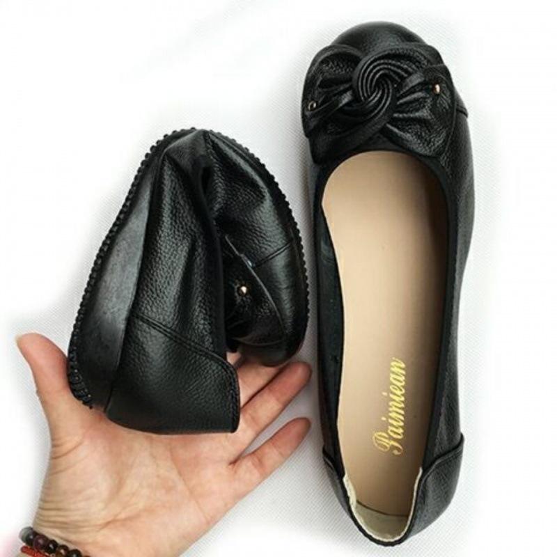 Genuine Cowhide Soft Sole Women's Flat Shoes - Non-Slip Nursing & Maternity Footwear