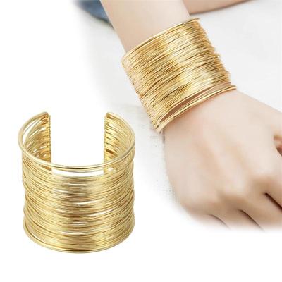Преувеличенные многослойные открытые браслеты золотого цвета, металлические гиперболы, женские геометрические браслеты, браслеты, бижутерия