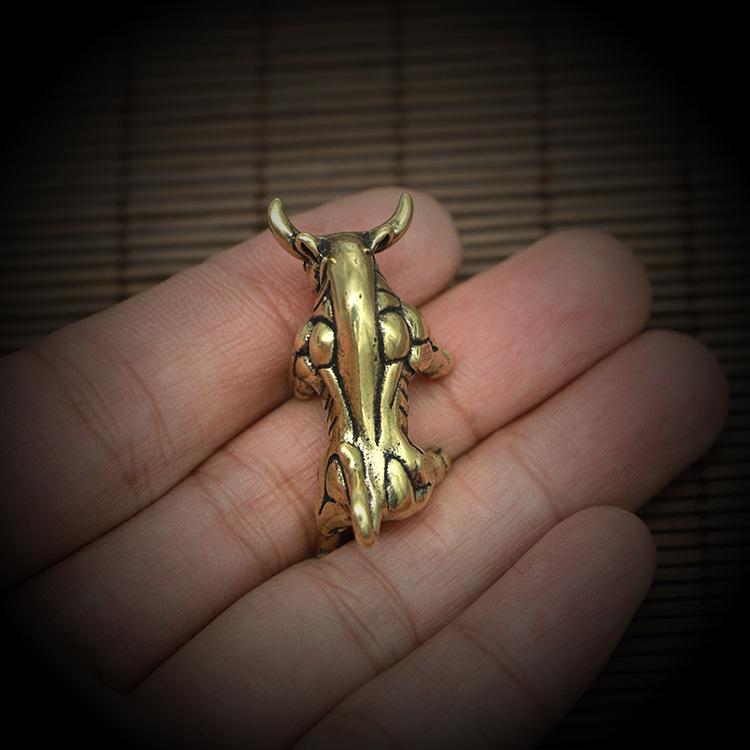 Handmade Brass Bull Pendant Keychain & Mini Desktop Ornament
