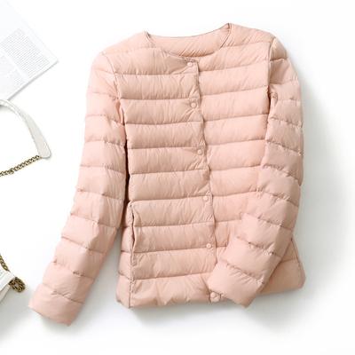 Пуховик женский легкий и тонкий короткий круглый вырез с длинными рукавами корейской версии большого размера тонкий V-образный вырез куртка