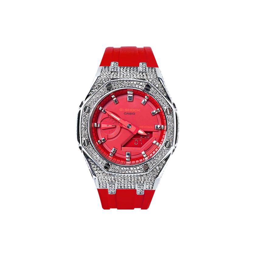 CASIO Unisex Liquid Crystal,Analog Dual Display Series 48.5mm Red Watch GA-2100-4A(Watch8--)