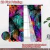 2D flat printing 2pcs Curtain Scene Curtain Tropical Leaves and Butterflies Digital Printed Polyester Drapes Festive Curtains
