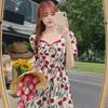 Elegant Summer 2022 Square Neck Slimming Midi Dress for Women