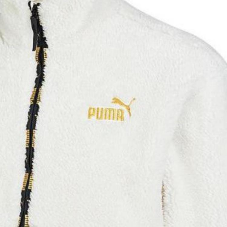 Puma Куртка мужская из овечьей шерсти с вышитым логотипом, теплая, с воротником-стойкой, белая 675084-65