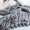 Large Soft Chunky Knitted Thick Wool Blanket With Versatile Colors For Cozy Comfort