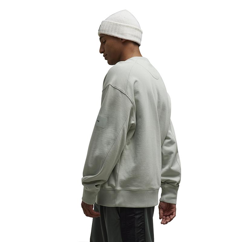 Y-3 Свободный повседневный свитер-свитшот с круглым вырезом, ребристый, однотонный, базовый, с длинным рукавом, унисекс, светло-серый IP7694