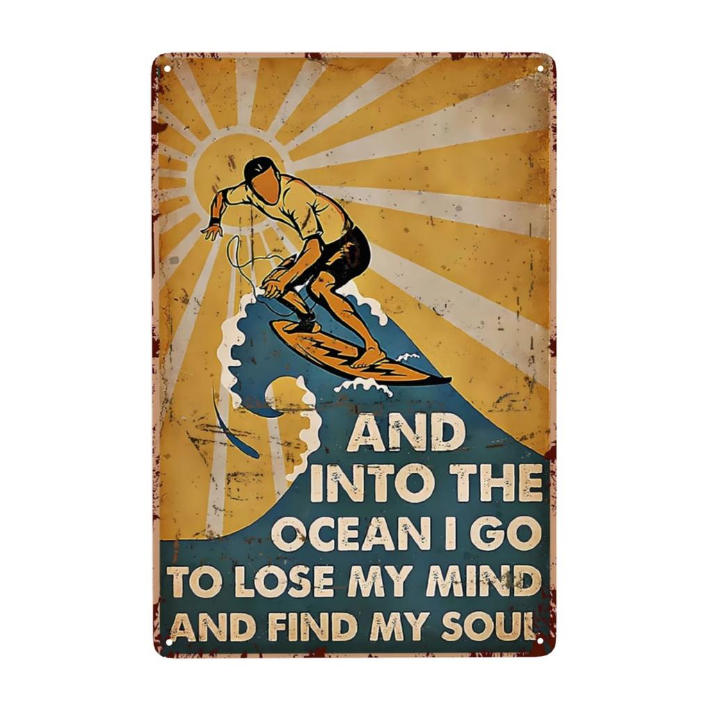 Vintage Surfing Lovers Metal Sign You Don'T Stop Surfing When You Get Old Surfing Sign Wall Decor for Bar Home 8x12 Inch