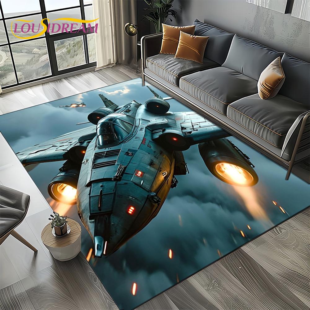 3D Космический Спитфайр Самолет ВВС Реактивный Истребитель Мультяшный Ковер Коврик для Гостиной Спальни Дивана Украшение, Нескользящий Напольный Коврик