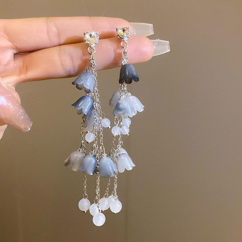 Серьги с розовыми цветами в форме сердца и кошачьим глазом, модные серьги, высококачественные серьги