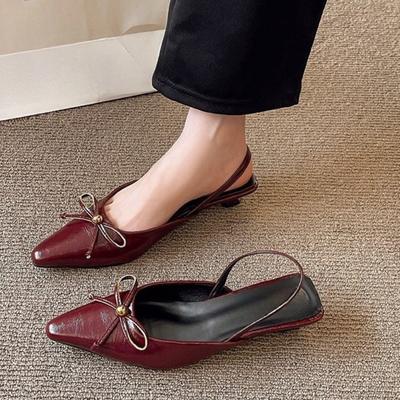 Модные женские босоножки на каблуке с острым носком, бант, сексуальные шлепанцы, с ремешком на пятке, летняя обувь для вечеринки, тренд 2025, новая модная обувь для платья, женская обувь, zapatos