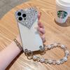 Suitable for IPhone16 Phone Case, Heart-shaped Water Diamond 15Promax, Apple 14 Protective Case, New Wristband 13 Creativity