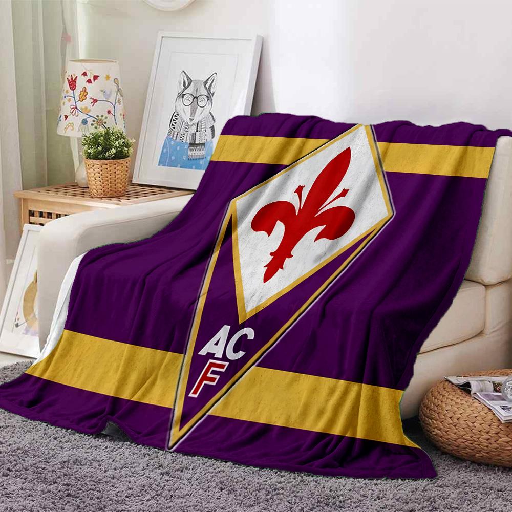 Fiorentina Football Crest Flannel Blanket, Soft Polyester, Modern Design, All-Season for Camping, Travel, Gifts for holidays or birthdays