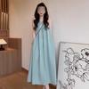 Платье-сарафан без спинки с халтером, А-силуэта, длинное, без рукавов, жилет, женское, летнее, новое, повседневное, миди