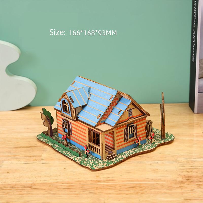 Лазерная резка Сделай сам Дома Виллы Здание 3D Деревянный пазл Игрушка Сборная модель Наборы Украшение стола Для детского подарка