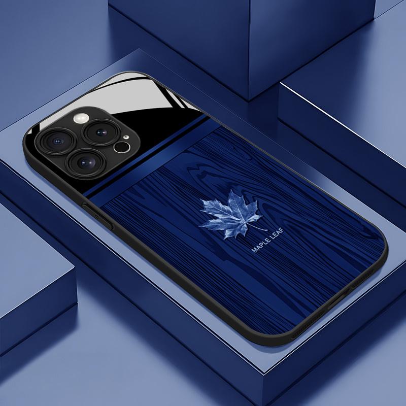 Стеклянный чехол для телефона с узором кленового листа для iPhone 17 16 16ProMax 15 14 13 12ProMax 11 11Pro Защита от падений